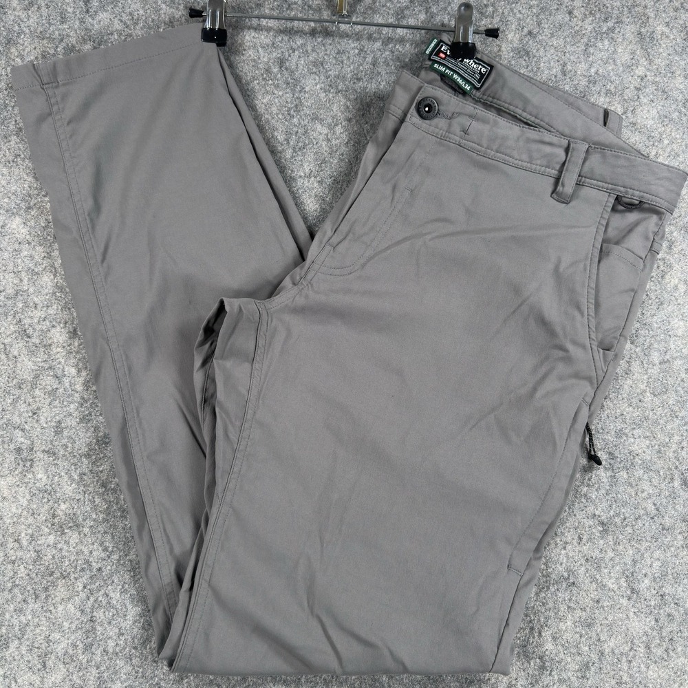 686 Everywhere ECO Pants Mens 38x32 (Tag 36x34) Gray Slim Fit Khakis Stretch